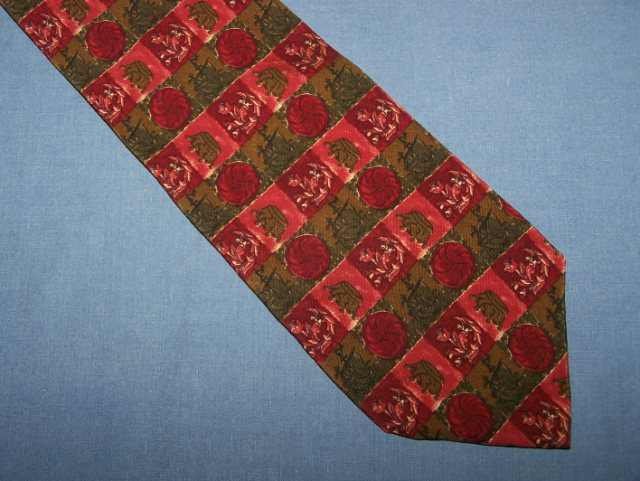 Christian Dior Red Green Silk Tie Necktie Ship Crown C24 ~