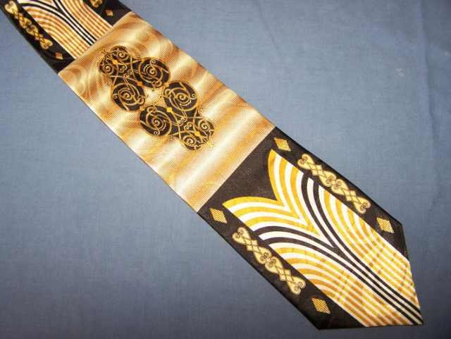Charles Gabriele Black Gold Bold Power Poly Tie Necktie C12 ~