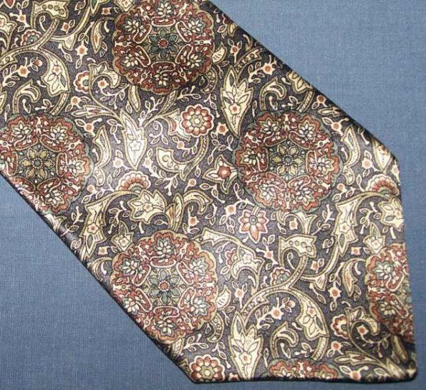 Oscar de la Renta Shiny Paisley Blue Tie Necktie C13 ~
