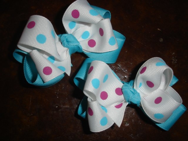 SET of 6 Small Tots LAYERED Boutique HAIRBOWS girls bows baby toddler