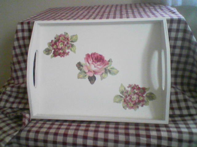 White Serving Tray with Roses