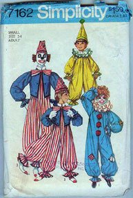 Simplicity Pattern 7162 Clown Party Halloween Costume Adult Small size 34 uncut