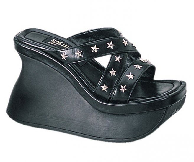 Womens Platform Star Studded Slides