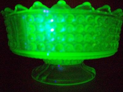 Richards & Hartley Vaseline Three Panel Compote Pedestal Bowl