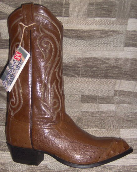 TONY LAMA Coffee Smooth OSTRICH NEW Men's Cowboy Boots 10 D FREE SHIPPING