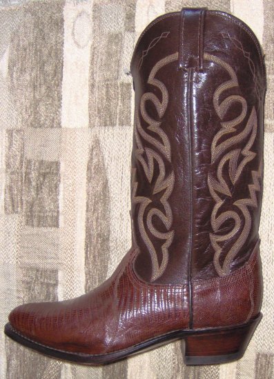 DAN POST Chocolate LIZARD New Cowboy Boots Men's 9.5 D Free Shipping