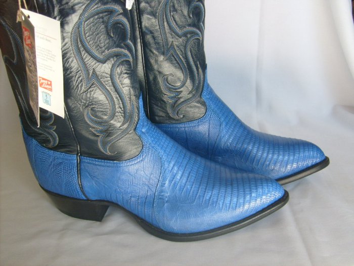 TONY LAMA Lizard New Cowboy Boots Electric Blue Men's 13 EE Free Shipping