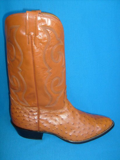 NOCONA Cognac Full Quill OSTRICH New Cowboy Boot Men's 15 EE FREE SHIPPING