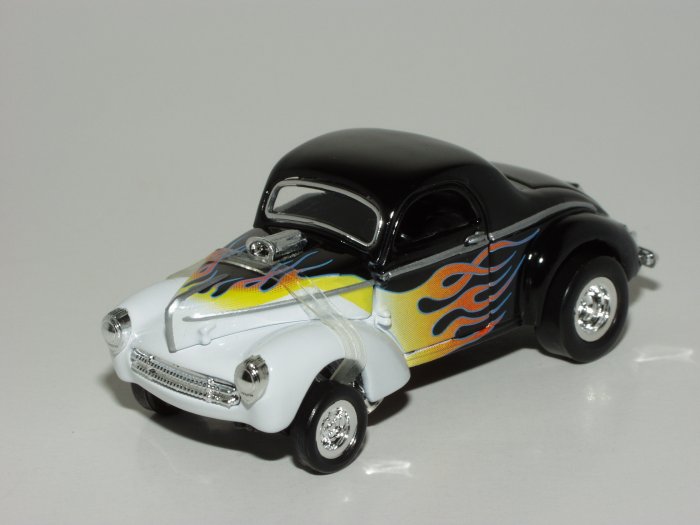 Hot wheels 2001 100% Black Box 1941 Willys Black with Flames 1/64 Scale Loose