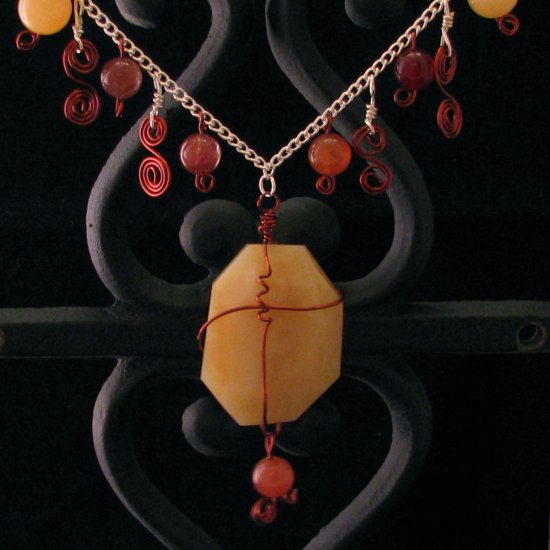Yellow Agate and Carnelian necklace