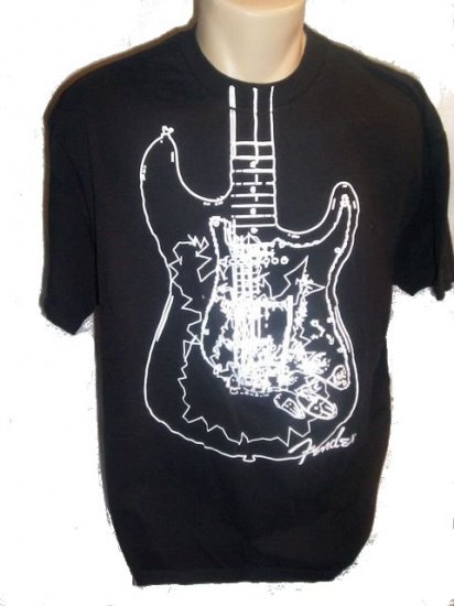 Mens FENDER Guitar Punk logo T Shirt XL