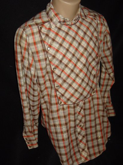 Vintage 60s H BAR C Pearl Snap Western Shirt Sz S Small