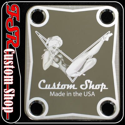 (C0003) CHROME VINTAGE PIN-UP/PINUP Neck Plate fits telecaster/stratocaster Guitar/Bass