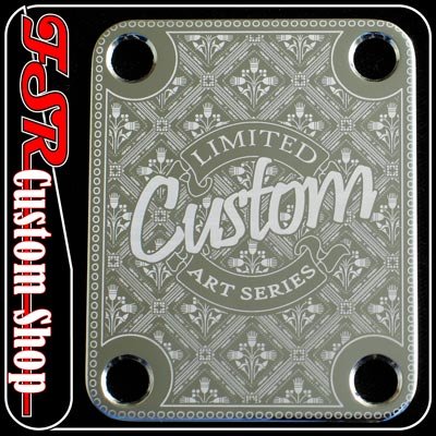 (C0028) CHROME CUSTOM ART NECK PLATE fits squire/tele/strat/bass