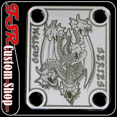 (C0017) CHROME DRAGON CUSTOM NECK PLATE fits 4 bolt neck/body
