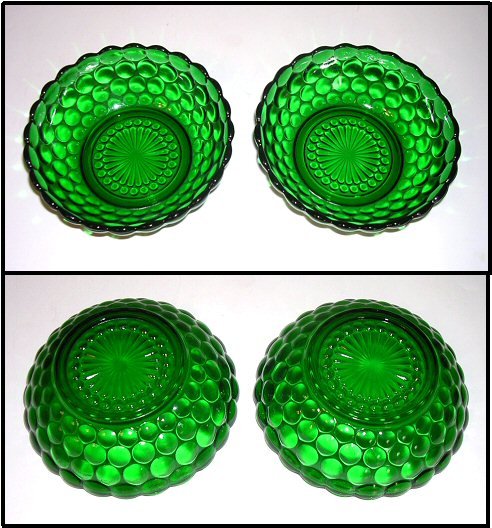 Anchor Hocking Forest Green Bubble Pattern Berry Bowls / Set Of Two