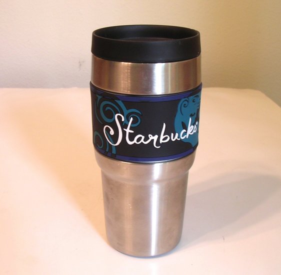 SOLD Vintage Stainless Steel Starbucks Coffee To Go Mug 16 OZ Rubber Grip SOLD