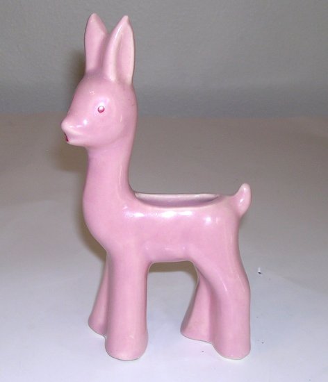 Vintage Pink Shawnee Pottery Standing Deer Planter / Vase