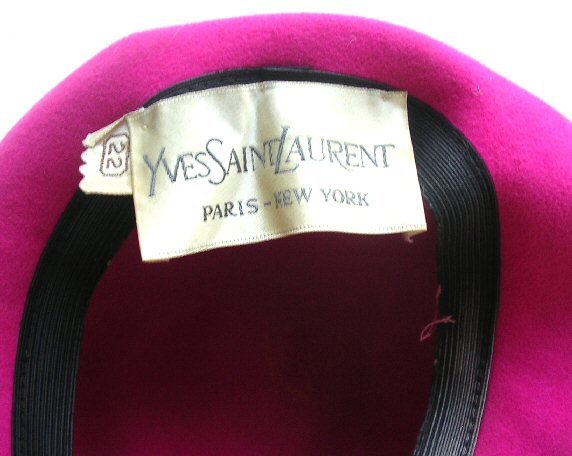 Yves Saint Laurent Paris Vintage Hot Pink Felt Hat / Designer YSL Vinatge Hat 1970