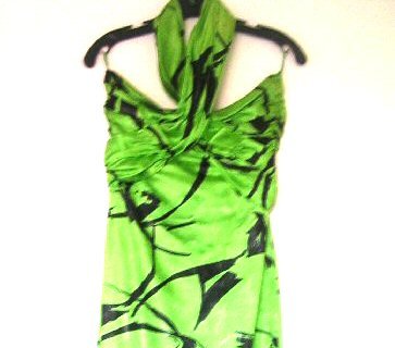 Jean Louis Scherrer Vintage Couture Dress / Green Black Halter Dress 1980