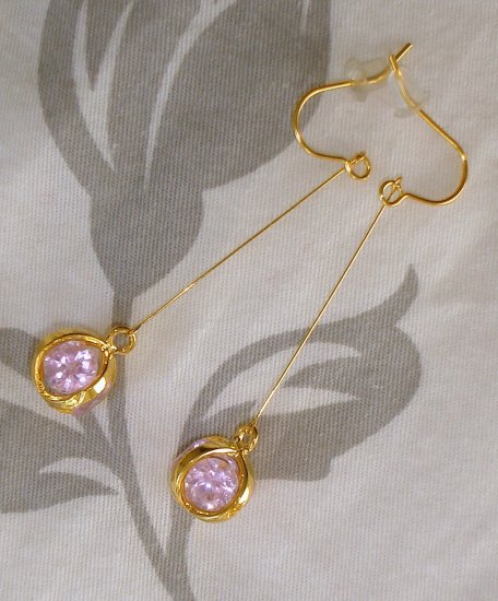 FACETED Pink Sapphire QUARTZ Dangle Earrings