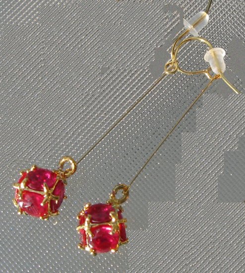 Faceted Ruby Quartz Dangle Earrings
