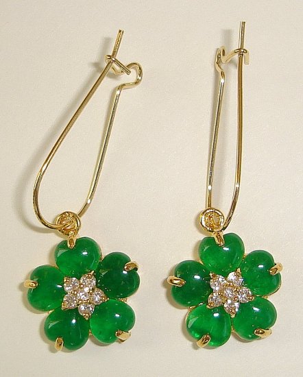 SPARKLING Emerald Diamond Flower Earrings