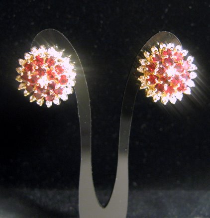 FACETED Ruby Cubic Zirconia Gemstone QUARTZ Studs