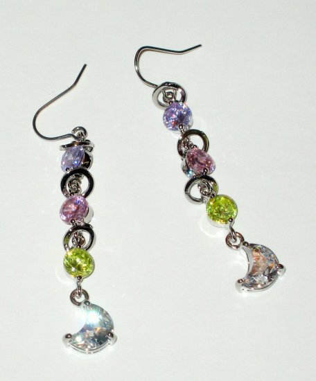 Amethyst, Emerald &Topaz Quartz Dangle Earrings