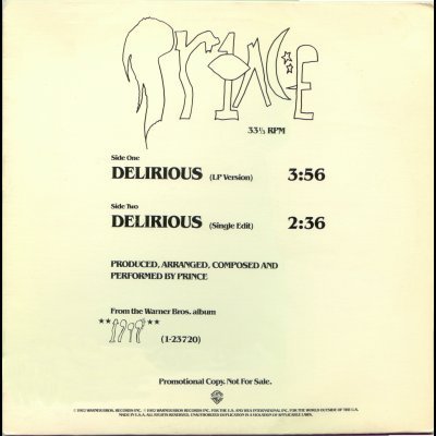 Prince Delirious Promo12"" Single