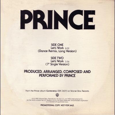 Prince Let's Work Promo12"" Single