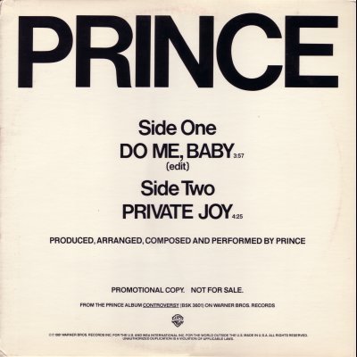 Prince Do Me, Baby Promo12"" Single