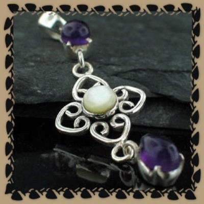 Vintage Style Amethyst and Mother of Pearl Pendant