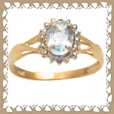 Lovely Genuine Sky Blue Topaz 10K Gold Ring Sz 6.75