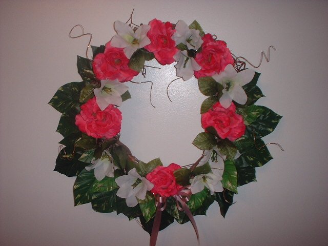 Spring Pink Rose Wreath