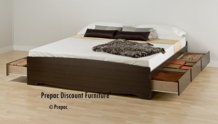 KING PLATFORM BED WITH 6 DRAWER STORAGE IN ESPRESSO COLOR BY PREPAC