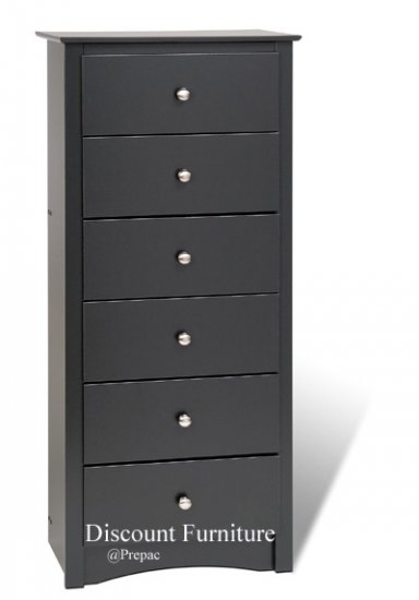 6 DRAWER BLACK TALL/LINGERIE CHEST BY PREPAC