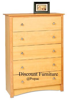 5 DRAWER MAPLE CHEST BY PREPAC