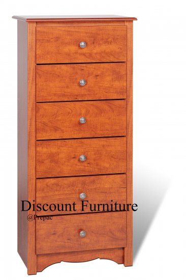 6 DRAWER CHERRY TALL/ LINGERIE CHEST BY PREPAC