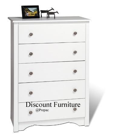 5 DRAWER WHITE CHEST BY PREPAC