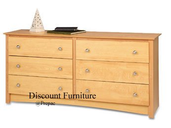 6 DRAWER MAPLE COLOR DRESSER BY PREPAC