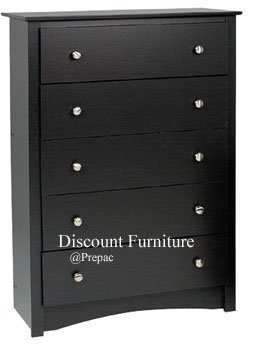5 DRAWER BLACK CHEST BY PREPAC