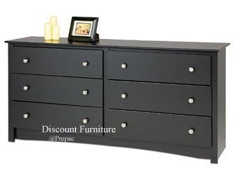 6 DRAWER BLACK COLOR DRESSER BY PREPAC