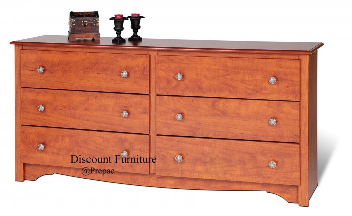 6 DRAWER CHERRY COLOR DRESSER BY PREPAC