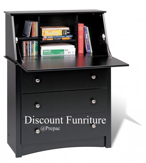 SECRETARY DESK BLACK COLOR BY PREPAC