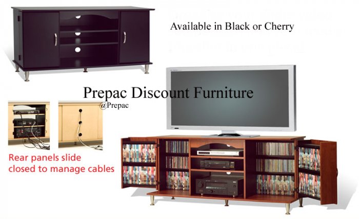 42â PLASMA TV CONSOLE W/MEDIA STORAGE BY PREPAC CHERRY