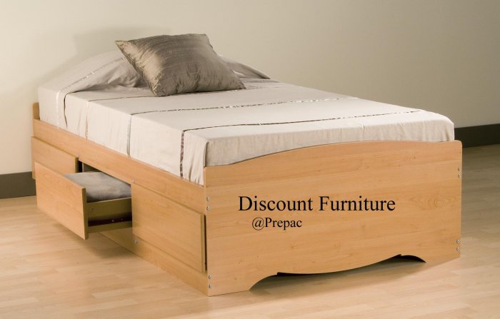 MAPLE TWIN PLATFORM BED WITH 3 DRAWER STORAGE