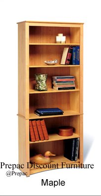 MAPLE 6 TIER BOOKCASE BY PREPAC