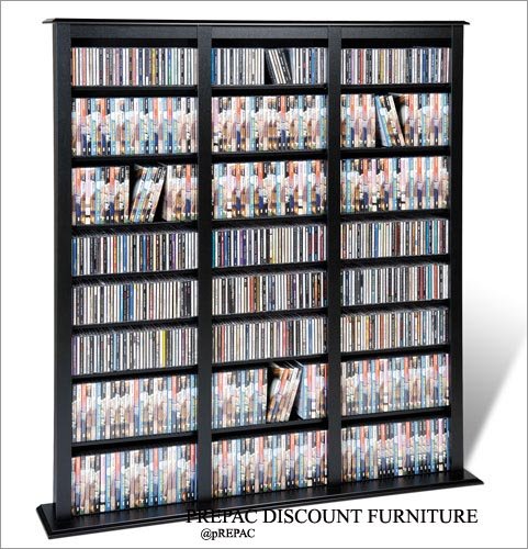 BLACK CD/DVD/VHS MEDIA STORAGE BARRISTER TOWER