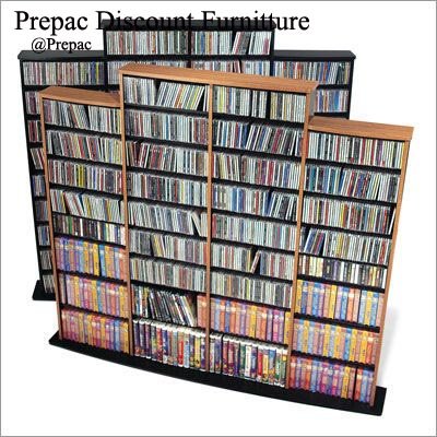 OAK QUAD CD/DVD/VHS MEDIA STORAGE SHELVES RACK UNIT